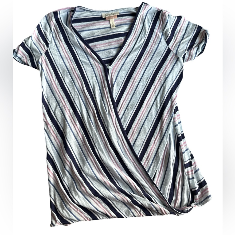 Jessica Simpson Nursing Multicolor Striped Wrap Blouse